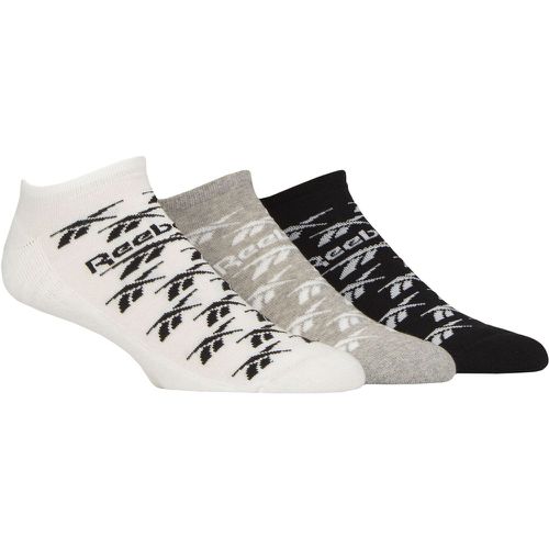Mens and Ladies 3 Pair Essentials Cotton Trainer Socks White / Grey / Black 4.5-6 UK - Reebok - Modalova