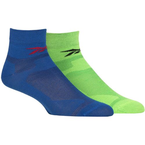Mens and Ladies 2 Pair Technical Recycled Ankle Technical Light Running Socks Blue / Green 8.5-10 UK - Reebok - Modalova