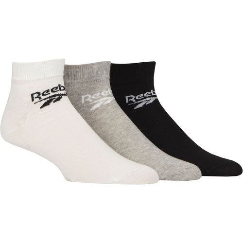 Mens and Ladies 3 Pair Core Cotton Ankle Socks White / Grey / Black 6.5-8 UK - Reebok - Modalova