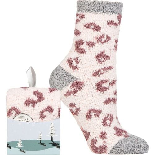 Women's 1 Pair SOCKSHOP Wildfeet Gift Boxed Fluffy Slipper Socks Leopard Print 4-8 Ladies - Wild Feet - Modalova