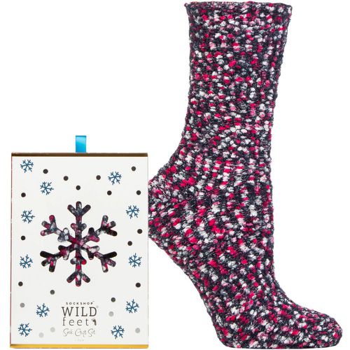 Women's 1 Pair SOCKSHOP Wildfeet Christmas Gift Boxed Popcorn Bed Socks Navy 4-8 Ladies - Wild Feet - Modalova