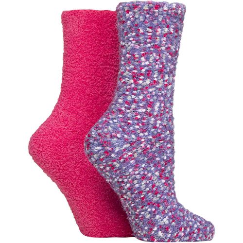 Ladies 2 Pair SOCKSHOP Popcorn Cosy Lounge Socks Purple / Pink 4-8 - Wildfeet - Modalova