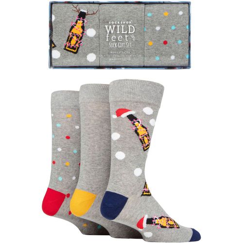 Mens 3 Pair SOCKSHOP Wildfeet Christmas Flat Gift Boxed Socks Bottle 7-11 - Wild Feet - Modalova