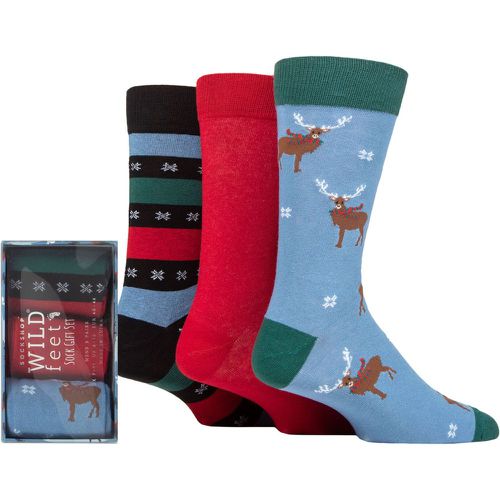 Mens 3 Pair SOCKSHOP Wildfeet Winter Wonderland Christmas Gift Boxed Socks Stag 7-11 Mens - Wild Feet - Modalova