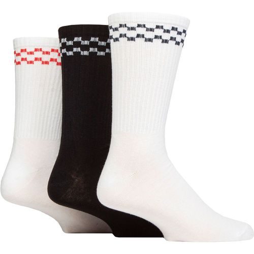 Mens 3 Pair SOCKSHOP Cotton Rich Sports Socks White / Black Checker 7-11 - Wildfeet - Modalova