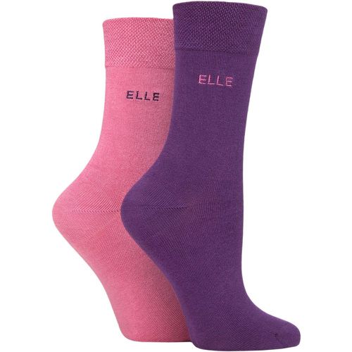 Ladies 2 Pair Plain Bamboo Fibre Socks Wild Rose 4-8 Ladies - Elle - Modalova