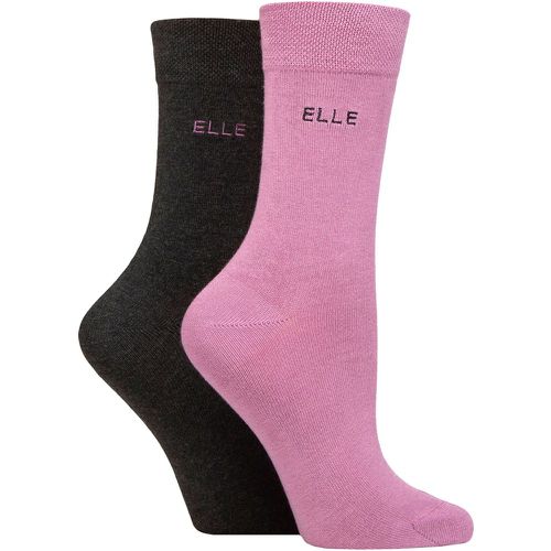 Ladies 2 Pair Plain Bamboo Fibre Socks Smokey 4-8 - Elle - Modalova