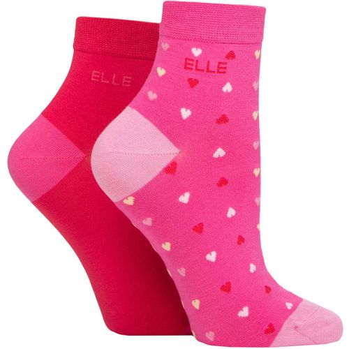 Ladies 2 Pair Bamboo Anklet Socks Cherry Fizz Hearts 4-8 - Elle - Modalova