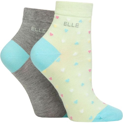 Ladies 2 Pair Bamboo Anklet Socks Keylime Pie Hearts 4-8 - Elle - Modalova