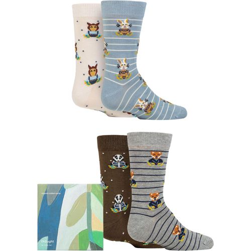 Babies and Kids 4 Pair Ash Organic Cotton Animal Gift Boxed Socks Multi 2-3 - Thought - Modalova