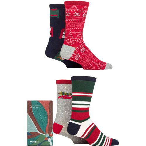 Mens 4 Pair Joseph Christmas Jumper Organic Cotton Gift Boxed Socks Multi 7-11 Mens - Thought - Modalova