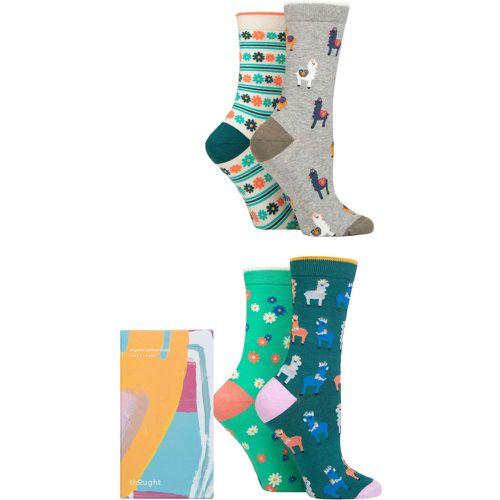 Ladies 4 Pair Thought Organic Cotton Llama Gift Boxed Socks 4-7 Ladies - SockShop - Modalova