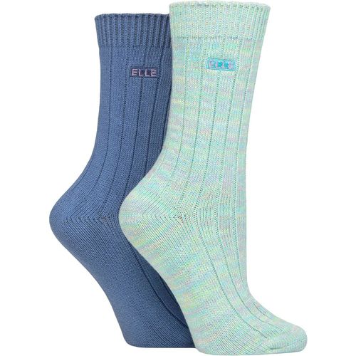 Ladies 2 Pair Chunky Cotton Ribbed Boot Socks Pastel Mix 4-8 - Elle - Modalova