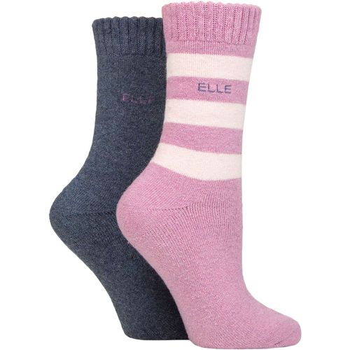 Ladies 2 Pair Wool Mix Brushed Inside Boot Socks Smokey 4-8 - Elle - Modalova