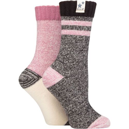 Ladies 2 Pair Soft Ribbed Boot Socks Smokey 4-8 - Elle - Modalova