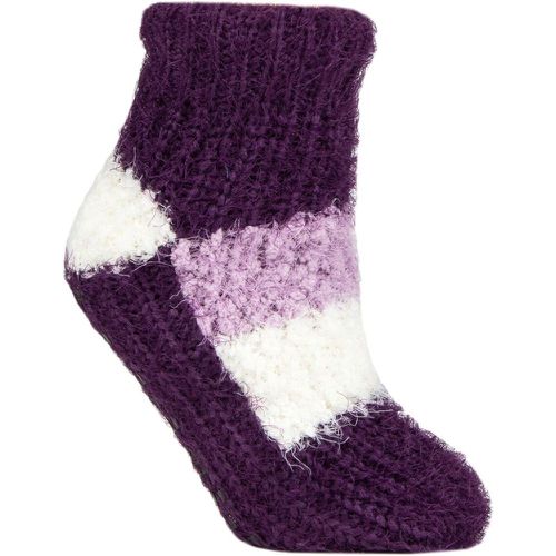Ladies 1 Pair Sherpa Lined Slipper Socks Royal 4-8 - Elle - Modalova