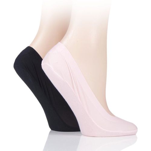Pair Pink / Black Smooth Nylon Shoe Liners Ladies 4-8 Ladies - Elle - Modalova
