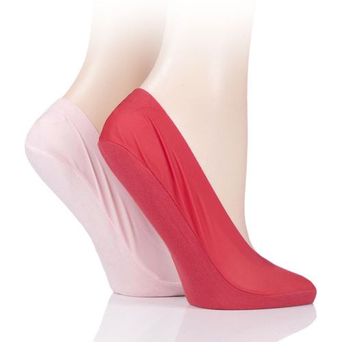 Pair Pink / Red Smooth Nylon Shoe Liners Ladies 4-8 Ladies - Elle - Modalova