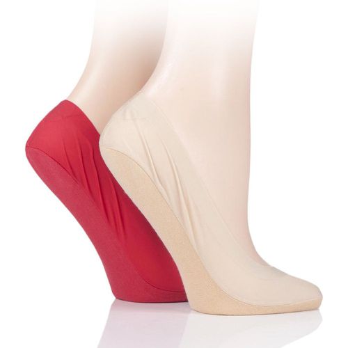 Pair Red / Natural Smooth Nylon Shoe Liners Ladies 4-8 Ladies - Elle - Modalova