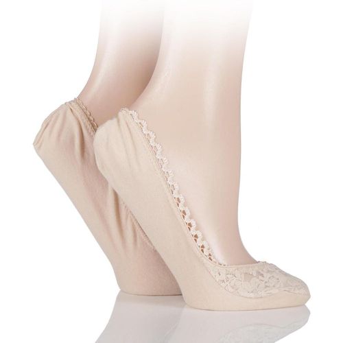 Pair Natural Lacy and Plain Fashion Shoe Liners Ladies 4-8 Ladies - Elle - Modalova