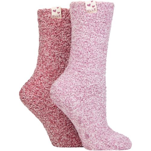 Women's 2 Pair Cosy Bed & Slipper Socks Smokey 4-8 - Elle - Modalova