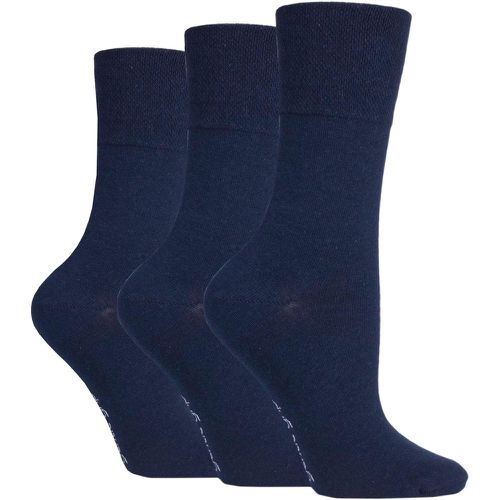 Women's 3 Pair Plain Cotton Socks Navy 4-8 Ladies - Gentle Grip - Modalova