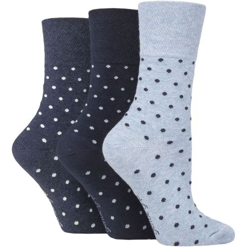 Ladies 3 Pair Cotton Patterned and Striped Socks Digital Dots Navy / Denim 4-8 Ladies - Gentle Grip - Modalova