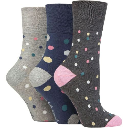 Ladies 3 Pair Cotton Patterned and Striped Socks Speckled Teal / Grey 4-8 - Gentle Grip - Modalova