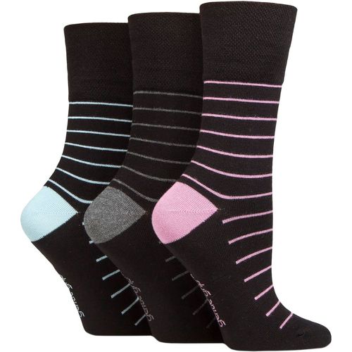 Ladies 3 Pair Patterned Bamboo Socks Minimal Stripe 4-8 - Gentle Grip - Modalova