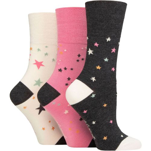 Ladies 3 Pair Patterned Bamboo Socks Starry Night 4-8 - Gentle Grip - Modalova
