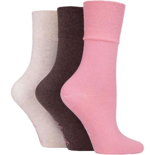 Women's 3 Pair Plain Cotton Socks Coral / Coffee / Sandstone 4-8 Ladies - Gentle Grip - Modalova