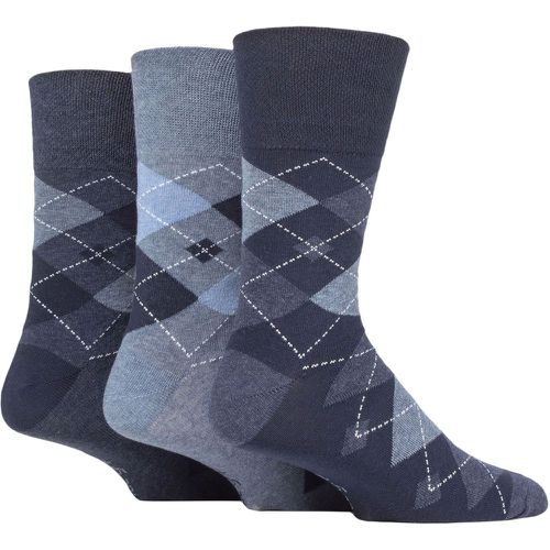Mens 3 Pair Argyle Cotton Socks Argyle Navy / Denim 6-11 - Gentle Grip - Modalova