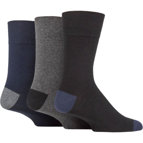 Mens 3 Pair Cotton Argyle Patterned and Striped Socks Contrast Heel and Toe Black / Navy / Charcoal 6-11 - Gentle Grip - Modalova