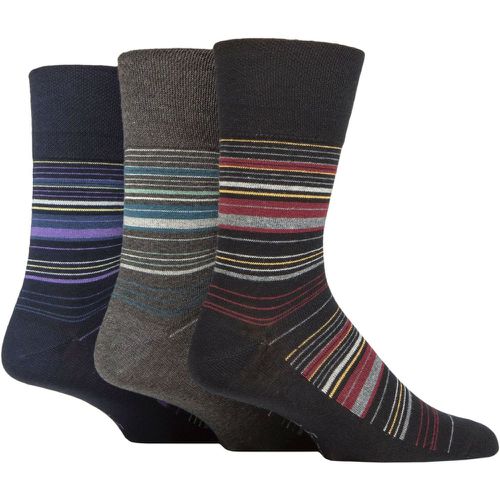Mens 3 Pair Cotton Argyle Patterned and Striped Socks Homestead Stripe Black / Navy / Charcoal 6-11 - Gentle Grip - Modalova
