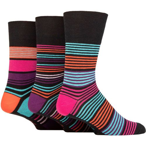 Mens 3 Pair Colourburst Cotton Socks Vibrant Vision Stripe 6-11 - Gentle Grip - Modalova