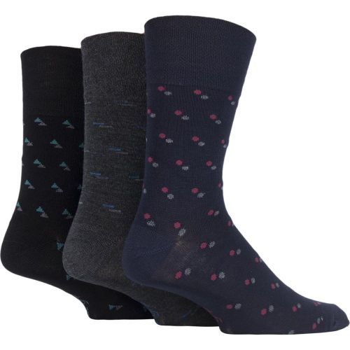 Mens 3 Pair Patterned Bamboo Socks Suit Black / Navy / Grey 6-11 - Gentle Grip - Modalova