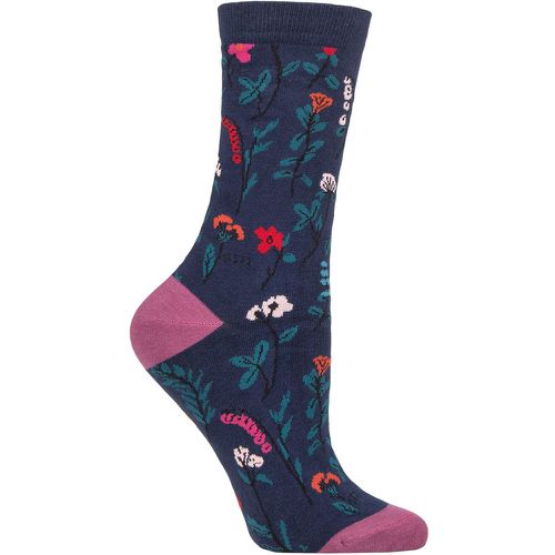 Ladies 1 Pair Mondie Floral Organic Cotton Socks Navy 4-7 Ladies - Thought - Modalova