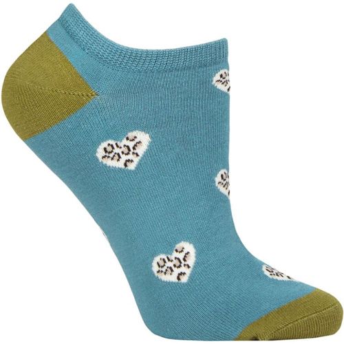 Ladies 1 Pair Lily Leopard Heart Bamboo and Organic Cotton Trainer Socks River 4-7 Ladies - Thought - Modalova