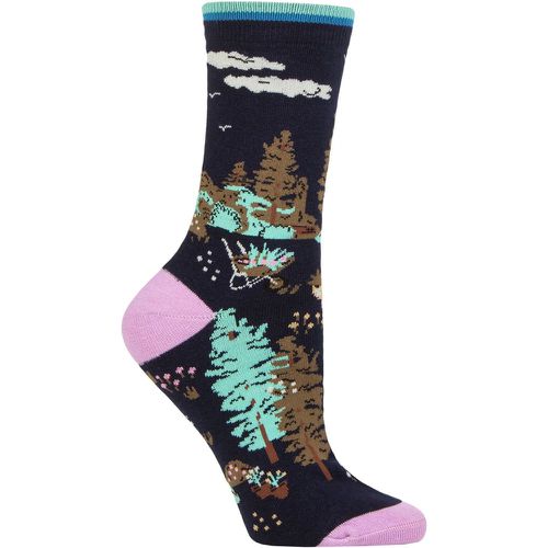 Women's 1 Pair Organic Cotton Garden Socks Navy 4-7 Ladies - Thought - Modalova