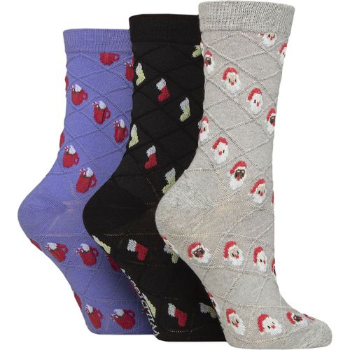 Women's 3 Pair SOCKSHOP Textured Knit Cotton Christmas Patterned Socks Santa / Stocking / Hot Drink 4-8 - Wildfeet - Modalova