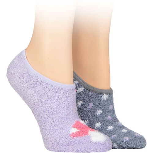 Women's 2 Pair SOCKSHOP Animal and Patterned Cosy Slipper Socks with Grip Mushroom and Spots 4-8 UK - Wildfeet - Modalova