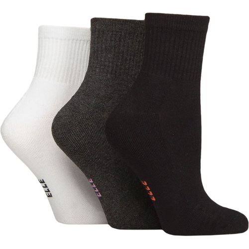 Women's 3 Pair Half Cushion Bamboo Sport Anklet Socks Black / Grey / White 4-8 - Elle - Modalova