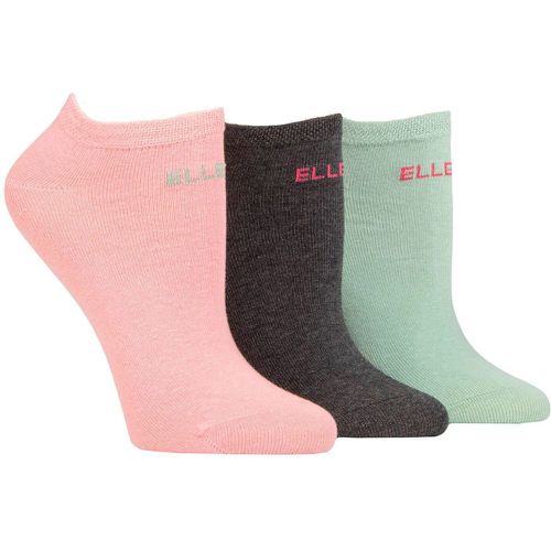 Ladies 3 Pair Plain, Stripe and Patterned Cotton No-Show Socks Meadow Plain 4-8 - Elle - Modalova