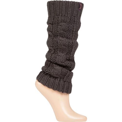 Ladies 1 Pair Chunky Cable Knit Leg Warmers Charcoal One Size - Elle - Modalova