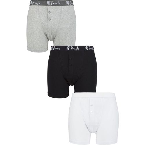 Pack Black / White / Grey Button Front Cotton Boxer Shorts Men's Large - Pringle - Modalova