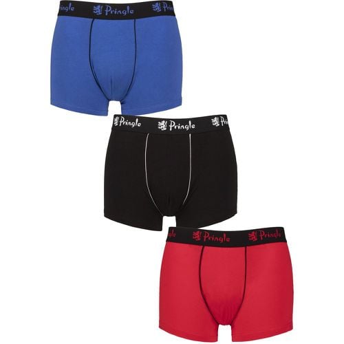 Mens 3 Pack Pringle Combed Cotton Trunks Blue / Black / Red XL - SockShop - Modalova