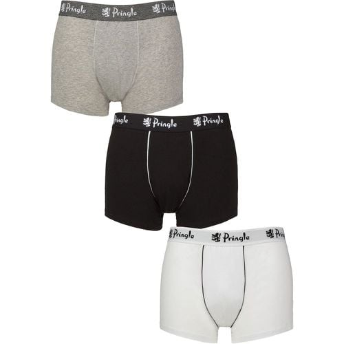 Mens 3 Pack Pringle Combed Cotton Trunks Black / Grey / White L - SockShop - Modalova