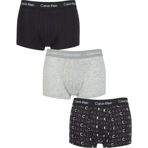 Mens 3 Pair Low Rise Trunks Black / Grey / Logo Large - Calvin Klein - Modalova