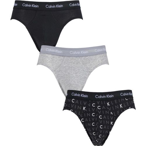 Pack Black / Grey / Logo Cotton Stretch Hip Briefs Men's Large - Calvin Klein - Modalova