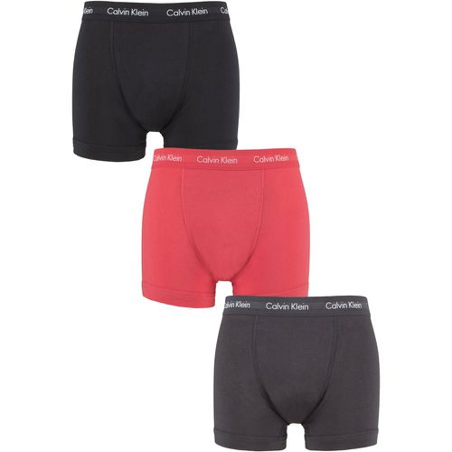 Mens 3 Pack Cotton Stretch Trunks Black / Coral / Phantom Extra Small - Calvin Klein - Modalova